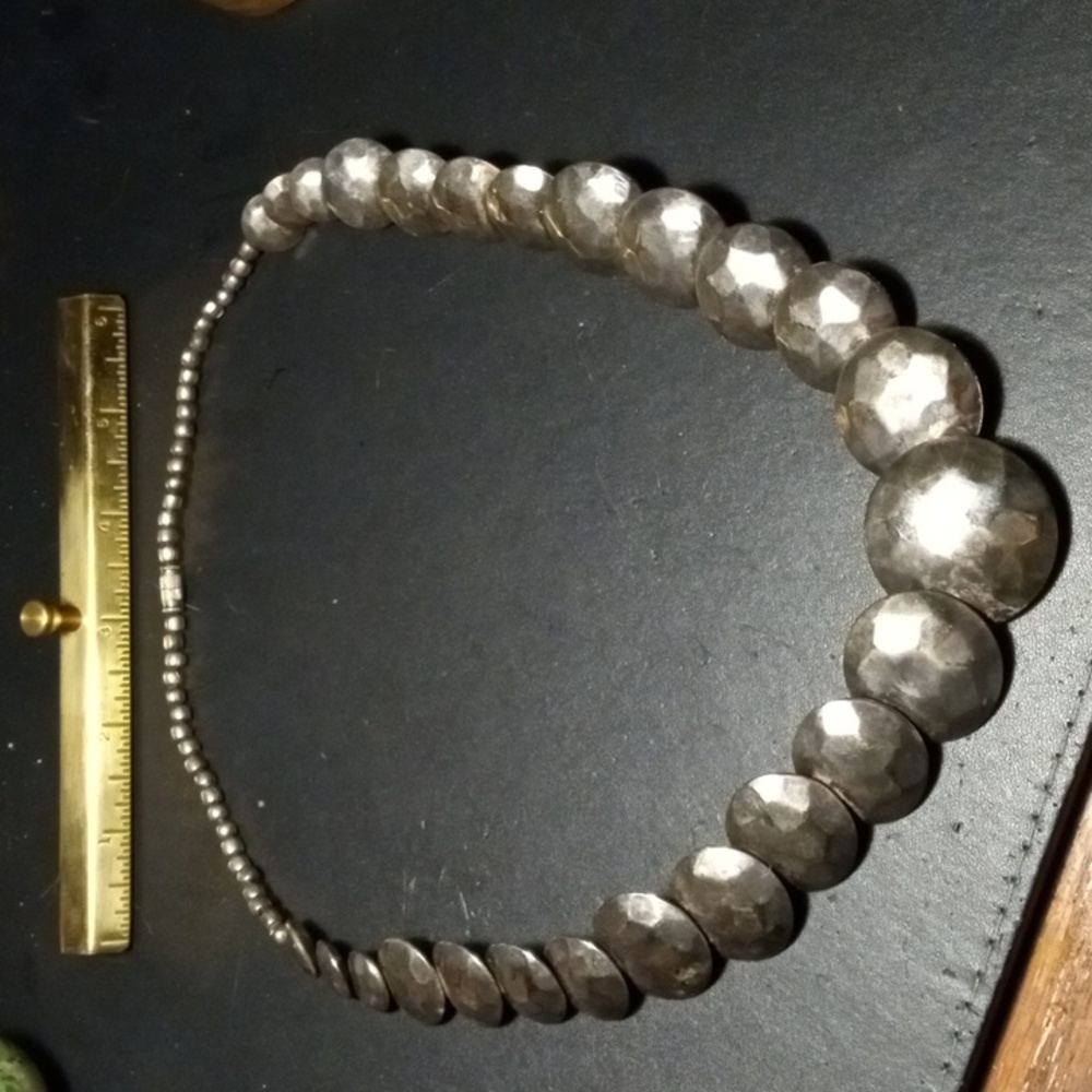 Navajo Silver Disc Hammered Sterling Silver .925 necklace vintage pillow beads